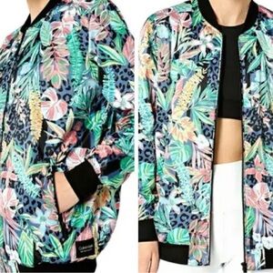 Calvin Klein Women's Tropical Print Bomber Jacket